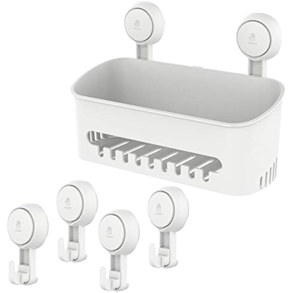 Shower Caddies Caddy Suction Cup & 4 Hooks NODrilling Removable Powerful Max eBay