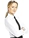 Luxe Microfiber Women's Button-Down Shirt Long Sleeve Regular Fit Point Collar - Style Becky White