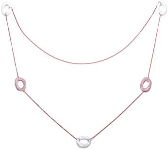 White Ceramic Ovel Links CZ Rose Necklace
