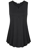 Tunic Tanks for Women,Messic Women's V Neck Sleeveless A-Line Solid Basic Long Flowy Casual Tank Top Tunic(Large,Black)