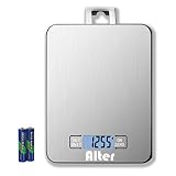 Digital Kitchen Scale Multi-Function Food Scale, 30 lb / 15 kg, Silver, Stainless Steel (Batteries Included)