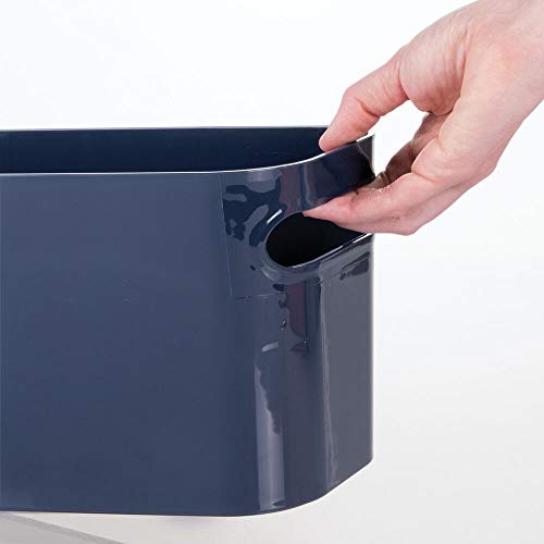 mDesign Bathroom Vanity Plastic Organizer Storage Bin Tote with Handles for Health and Beauty Products, Shampoo Bottles, Lotions, Hand Towels, 4 Pack - Navy Blue