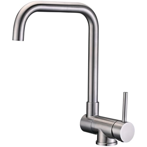 BuntHaus Folding Kitchen Tap, Folding Kitchen Mixer, 360° Rotatable Kitchen Tap, Folding Kitchen Mixer Under Window in Brushed 304 Stainless Steel