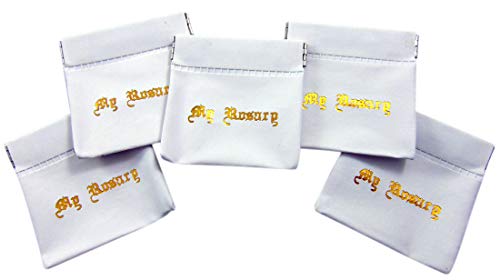 White Vinyl Rosary Case Squeeze Snap Closure Lot of 5 Bulk Pack