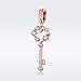 BAMOER Rose Gold Eternity Heart Key Charms Pendant Sterling Silver Charm with CZ fit Women Bracelets DIY Jewelry Gift