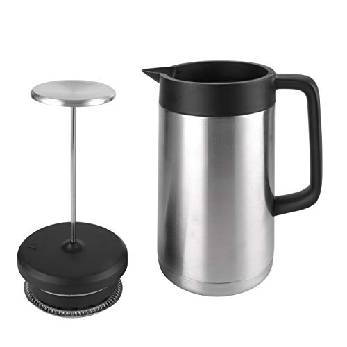 Stainless Steel French Press Coffee Maker (34 oz) - No More Wasted Premium Coffee! Maximum Heat Retention, Double Wall, Thermal Insulated. Large Coffee Press Pot - For Tea Lover's too - Cresimo