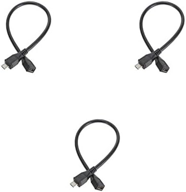 ( 3 Pack ) Micro USB Type B Male To Female M/F Extension Extender Charging Cable Cord - Black (30cm - 1 foot - 0.30m)