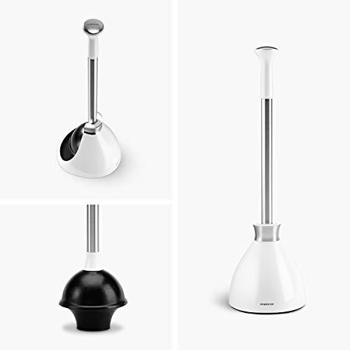 simplehuman Toilet Plunger and Caddy, Stainless Steel, White Pricepulse