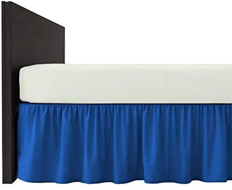 COMFORTESY Plain Dyed Poly-Cotton Frilled Bed Base Valance Sheet - Easy Care, In 20 Colours - Machine Washable (Mid Blue, Super King)