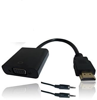 Tgom Gold Plated Active Hdmi Male to Vga Female Cable Adapter for Desktop/pc/ Laptop/ Tv /Dvd/ Ultrabook /Power Free Raspberry Pi, MHL Support with 3.5 aux cable 3 ft Black