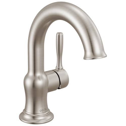 Delta Roe Brushed Nickel Bathroom Faucet 1 Hole, Single Hole Bathroom Sink Fauc…