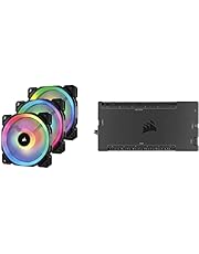 Corsair CO-9050072-WW LL Series LL120 RGB 120mm Dual Light Loop RGB LED PWM Fan 3 Fan Pack with Lighting Node Pro & iCUE Commander CORE XT, Digital Fan Speed and RGB Lighting Controller