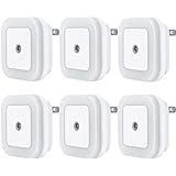 Uigos LED Night Light Lamp with Smart Sensor Dusk to Dawn Sensor, Daylight White, 0.5W Plug-in, 6 Piece