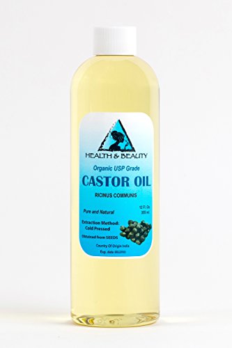 Castor Oil Organic USP Grade Cold Pressed Hexane Free Premium Pure 12 oz