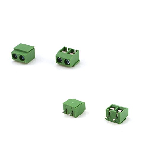 URBEST 50Pcs Green 2 Pin 5mm Pitch PCB Mount Screw Terminal Block Cable Connector 8A 250V