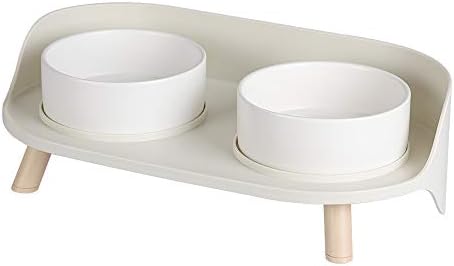Cat Bowl for Food and Water – Elevated Dog Bowls with Stand – Raised Dog Cat Bowl Set – Double pet Bowl Dish for Small Dog | Cat | Puppy | Rabbit and with Splash Proof Guard for Less Mess