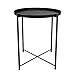 Round Metal Side Table - 20'' Tall Reversible Tray Small End Table, Modern Steel Patio/Garden/Sofa/Coffee/Bed/Nesting Tables Nightstand for Living Room Bedroom Decor Indoor Outdoor (Black)
