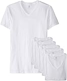 BVD Men's 6 Pack V-Neck, White, Large