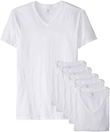 BVD Men's 6 Pack V-Neck, White, Large