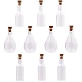 10 Pieces Cork Glass Vial Pendant Mini Glass Bottle with Cork Cute Jars Wishing Bottle Charms (3C+3D+4E)