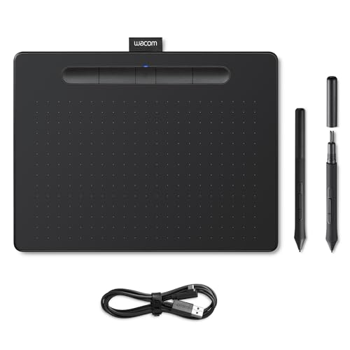 Wacom Intuos Medium Zeichentablett Bluetooth - Tablet zum Zeichnen & zur Fotobearbeitung mit druckempfindlichem Stift schwarz - Ideal für Home-Office