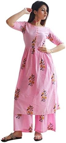 Akhil Garments Women's Cotton Printed Kurti with Palazzo Set