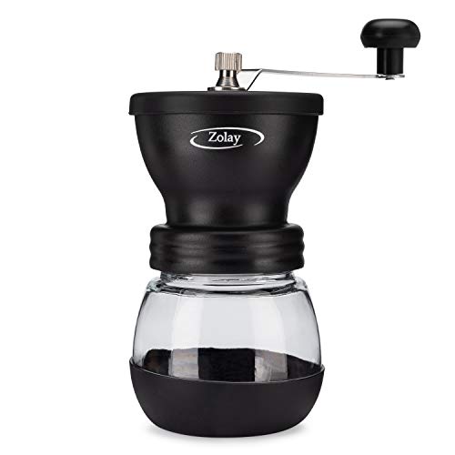 Zolay Manuelle Kaffeemühle mit Keramik-Frässtiften, Glasdosen, Silikonabdeckung und Edelstahlgriff, Hand-Kaffeemühle mit… – Bild 5