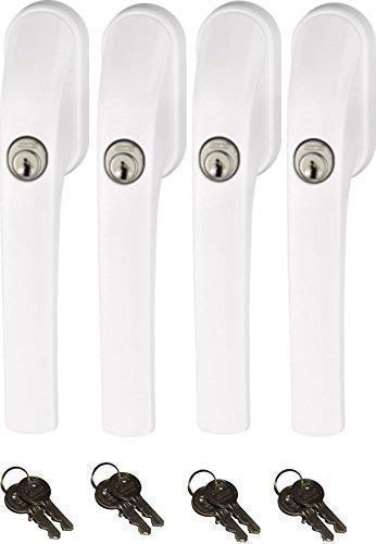 Abus FG300 Lockable Window Handle White Set 4 Piece all Keyed Alike AL0089 with Total 8 Key