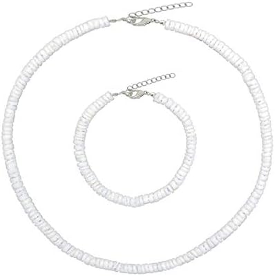 Sunmoon 2-6 Pieces Natural Puka Chips Shell Necklace for Women Girls Handmade Beads Choker Necklace Hawaii Beach Adjustable