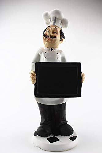 Blackboard French Chef Waiter Decorative Display Stand Table Centerpiece Figurine for Country Cottage Decor As Collectible Housewarming Gifts (Black Board Chef)