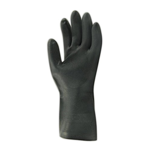 MAPA Technic NS-401 Neoprene and Natural Latex Glove, Chemical Resistant, 0.022" Thickness, 12-1/2" Length, Size 7, Black (Bag of 12 Pairs)