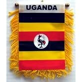Uganda Fringed Rear-View Mirror Window Hanging Flag with Suction Cup