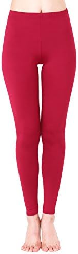Brushed Leggings, Vinteey Womens Super Soft Solid Compression Stretchy High Waist Capri Leggings, Wine Red, XL