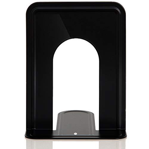 Heavy Duty Bookends for Shelves, Anti-Slip Base, Black, Great for Library, Office, Home, School, 4 Pairs