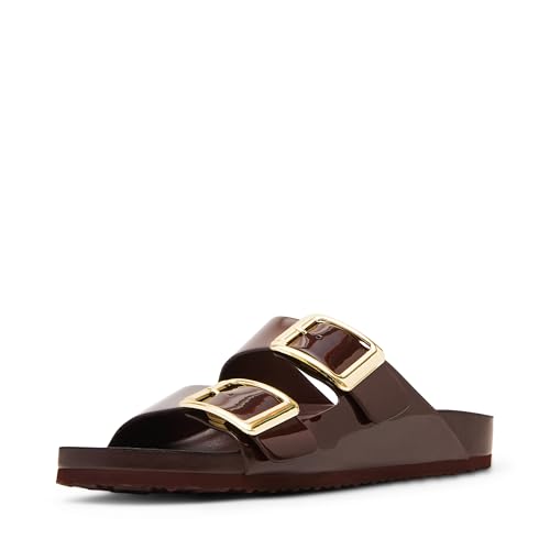 Madden Girl Women’s Bodiee Slide Sandal, Dark Brown, 6.5
