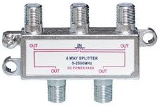 PCCONNECT F-Pin (Coax) Splitter, 4 Way, 2 GHz 90dB