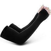 AVOXA Sun UV Protection Arm Sleeves for Men Women Driving Cycling Sports Cooling Long Sleeves with Thumb Holes (Black)