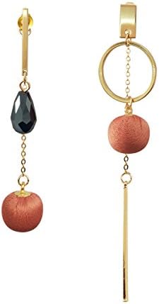 Mina Polished Gold Mis-Matched Textures Geo Shape Long Dangle Removable Earring Ear Jacket
