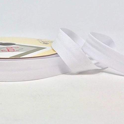 Plush Addict Single Fold Light Stretch Cotton Bias Binding Tape for Sewing, Seaming, Stitching, Piping, Hemming, Quilting, Patching, Outfits and Crafts - White - 30mm x 5 Metres
