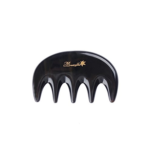 Breezelike Wide Tooth Hair Comb - No Static Mini Pocket Comb for Massage - Natural Black Buffalo Horn Comb