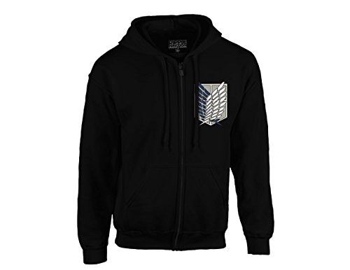 UPC 696732177396, Ripple Junction Attack on Titan Survey Corps Adult Zip Hoodie Large Black