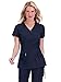 KOI Women's Stretch Mackenzie Figure-Flattering Zip-Front Scrub Top, Navy, Medium