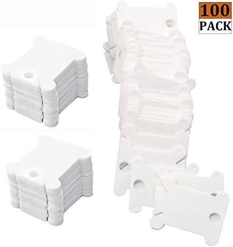 Domoki 100 Pieces Plastic Floss Bobbins,Floss Cross-Stitch Bobbins,Embroidery Thread Cards Thread Organizer Holder for Craft DIY Sewing Storage,White