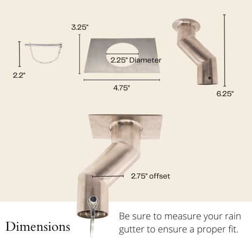 Jitane Rain Chain Gutter Adapter Kit Stainless Steel Offset for