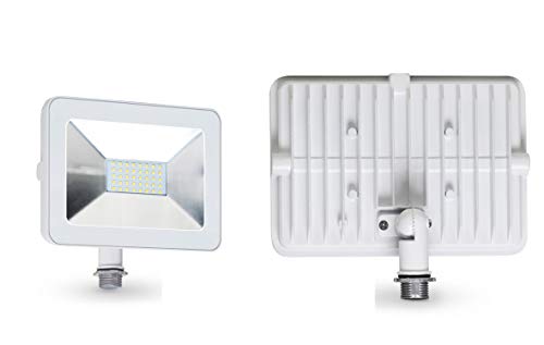 ASD 30W LED Flood Light with Arm Mount 5000K (Daylight) Slim SMD 3035lm Waterproof Outdoor Landscape, White, ETL Listed & DLC Certified