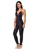 Sedrinuo Women's Top Cross Backless Jumpsuit (Medium, Black)¡­