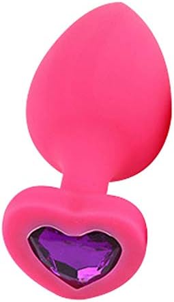 VEOwe SHIRT Silicone Jewel Plug Butt New Small Size Heart Black Pink Silicone Anál Plug Beads Butt Jewelry Insert Gay Anus Toys for Men Women,Wine Red,Butt Metal Plug