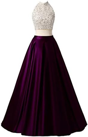 MEILISAY Meilishuo Two Pieces Beaded Sparkly Prom Ball Gown Long Evening Party Dresses 2 Piece TP006