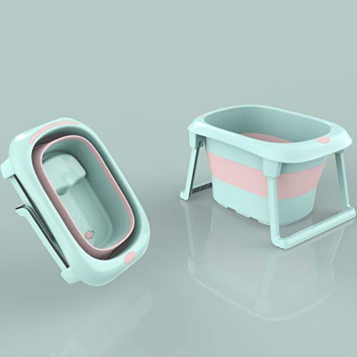 3-in-1 Baby Bath Tub Portable Toddler Collapsible Bathtub Infant Shower Basin Anti Slip Skid Proof for 0-10 Years (Green, tub)