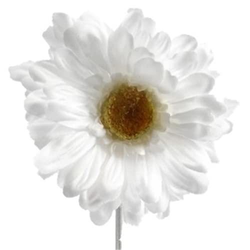 6 x Artificial Single Stem White Gerbera with Big Bloom - very dramatic - home garden